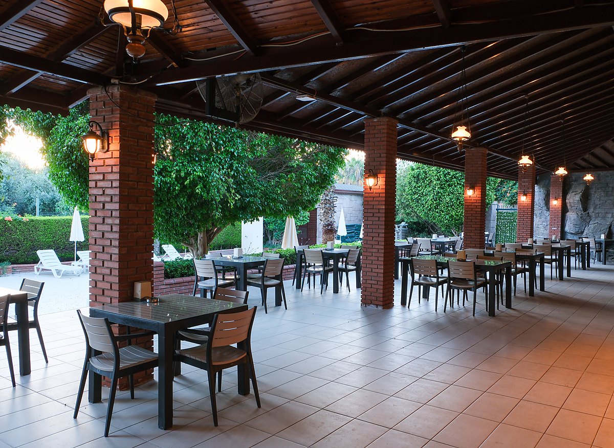 Outdoor terrace at Side Kervan Hotel